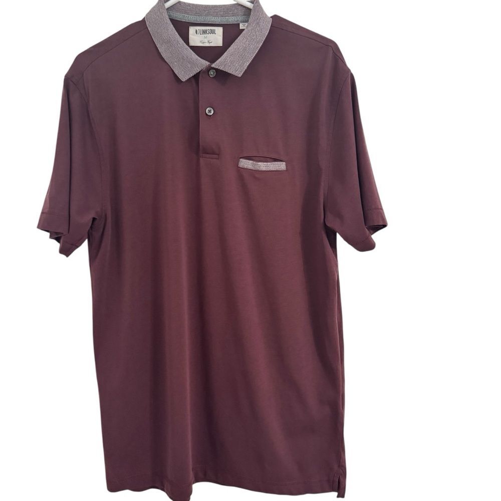 Linksoul Tempus Fugit Size MEDIUM Polo Golf Tennis Pocket Style LS1183 Merlot